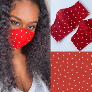 Womens & Kids Protective Mask Red Polka Dots